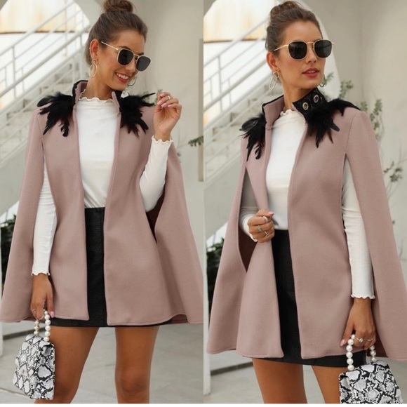 Kara & Kate Chic Feather Cape Jacket - Picture 4 of 5